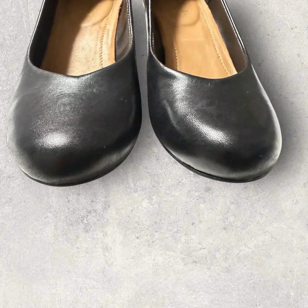 Clarks Artisan Women's Black Leather Slip On Wedge Heel SZ/5M
